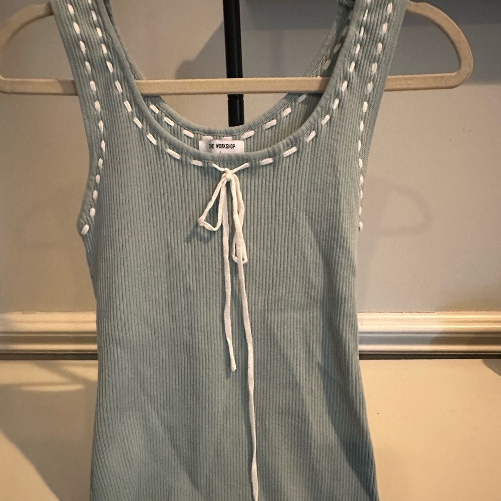 Workshop Republic Clothing Ribbed Top with Tie Accent